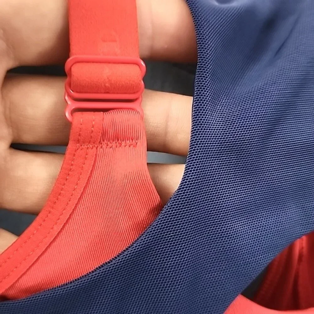 Champion Women's High Motion Control Impact Front Zip Red Blue Sports Bra Size M - Picture 10 of 15